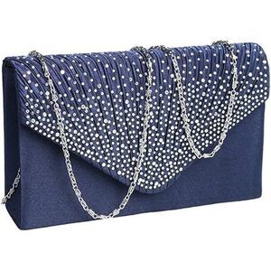 New Ladies Evening Handbags Bridal Wedding Bag Handbag (Navy Blue)